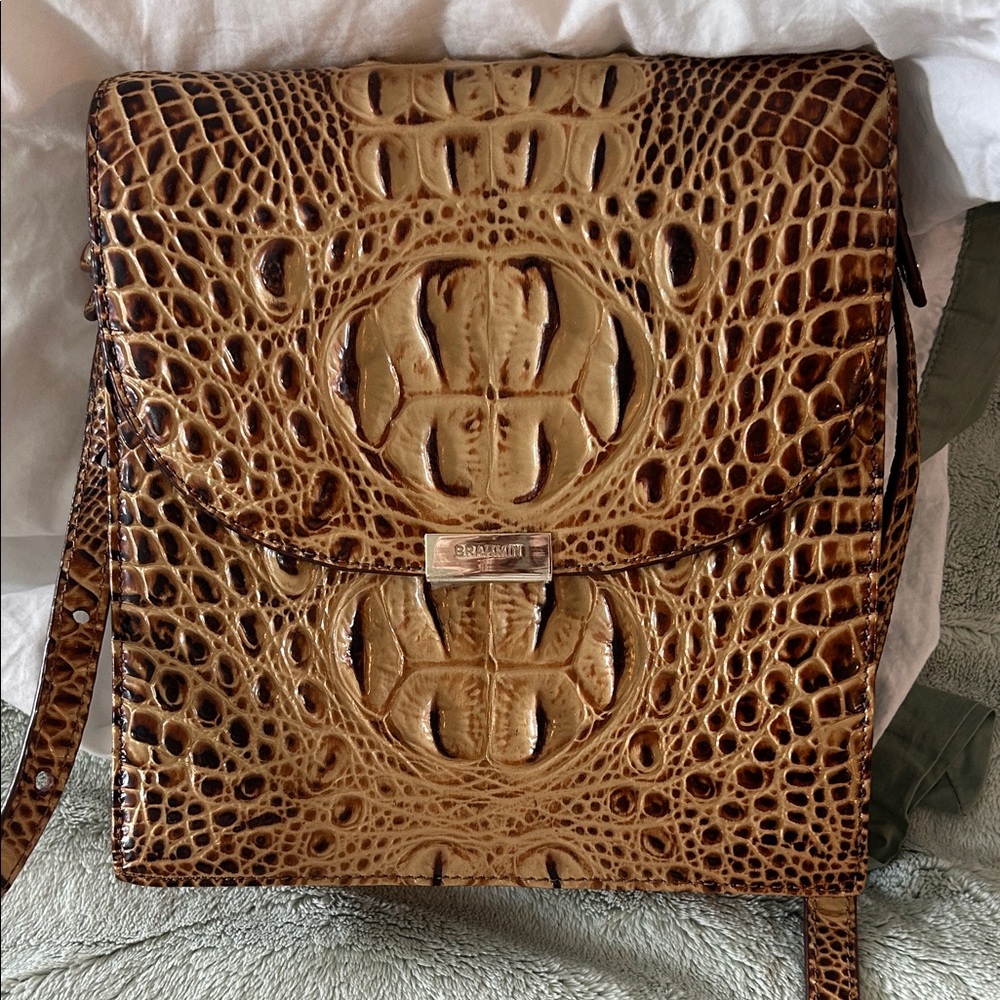 Brahmin Brown Crocodile Embossed Kimmie Bag